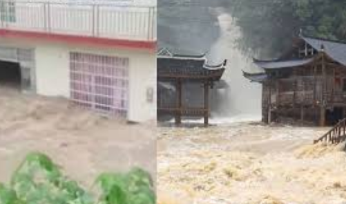 <strong>张家界暴雨洪水从家中穿流而过</strong>