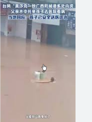 <strong>齐肩洪水中 父亲托举生病孩子送医</strong>
