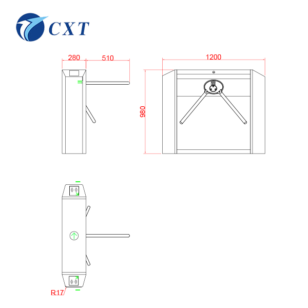 三辊闸CXT-SW120
型号：CXT-SW120三辊闸

规格：1200*220*980mm

杆长：510mm

工艺：以折弯、切割、焊接、抛光、打磨等工艺生产

材料：国标304号不锈钢(可订制201不锈钢、铁烤漆)

创新通CXT-SW120全自动无刷三辊闸全新升级

独特的外观设计，机箱升级更精巧，刷卡窗新增刷卡提示灯，机箱新增个性化动感通行提示。

该产品采用全新的ARM控制系统和先进的无刷电机工业级控制电路、独有的DFC技术以及科学的机械传动设计，加上无刷电机特有的传动技术和精准无误的限位技术，使得该产品无论是在外观、性能、寿命、稳定性及性价比等方面都实现了全新突破！


120-2.jpg



新品CXT-SW120全自动无刷三辊闸独特优势：

外观模块化设计，结构更简单，更便于维护；

机箱升级、机身更精巧；

采用无刷电机，寿命更持久；

采用ARM控制技术，功能更强大、扩展性更好；

缓冲效果更好，极大地防止冲撞而造成人员伤害；

即时反推力更能震慑违规操作人员；等无可比拟的显著优势；

性价比更高，“高端性能、低端价格”。

新品CXT-SW120全自动无刷三辊闸功能简述：

故障自检：具有故障自检和数码屏提示功能，方便用户维护及使用。

自动落杆及上杆：断电自动落杆，通电自动上杆。

动感提示：接受合法通行信号时，闸杆自动旋转约5度，轻触即柔和旋转至下一复位点后停止。

自动矫正：当受外力影响，闸杆偏位不在水平位置时，系统自动进行矫正回归水平位。

刷卡窗：独特刷卡窗设计，增加刷卡通行提示。

灯光指示：个性化高亮度动感通行指示，指引通行。

快速无磨损：电动助力，机械零磨损。

柔顺无噪音：运行柔顺平稳，噪音小。

防撞缓冲功能：非法通行或冲闸时，闸杆自动启动制动力阻挡且发出报警，实现人性化防伤害。当外力消失后则自动复位。

防尾随功能：每过一人转动120度，如有人尾随，闸机自动启动反推力阻挡并报警。

采用光学工作原理，对输入控制信号没有延时要求，绝对避免刷一卡过几人的现象；

防逆转功能：通行过程中发生反转，闸杆即自动启动制动力阻挡且发出报警，待反转外力消失后则自动恢复通行。

自动复位功能：每转动120度即自动复位，或在规定的时间内（延时可调）未通行时，系统将自动取消此次通行的权限。

报警提示功能：非法通行或冲闸时，自动发出报警提示。

记忆功能：精准的信号记忆，连续多次接收合法信号时，检测最后一人通过后自动复位，大大提高了通行速度。（此功能可拨码选择）

具有统一、标准的对外电气接口，可与各种读写设备相挂接，接收继电器开关信号工作，便于系统集成；

具有多种工作模式可供选择，可外接任何控制设备输出的控制信号或按钮或遥控，实现单双向控制通行。即可双向限制通行，也可单向限制通行，机工作模式可通过控制板按钮进行设定；也可任意设定单、双向自由通行。

外接按钮或遥控可实现不断电远距离控制落杆、上杆功能，以满足用户的特殊需求及消防安全需求（需扩展）。

消防输入：可与消防报警信号连接，实现不断电落杆常开。

 

新品CXT-SW120全自动无刷三辊闸技术参数：

◇ 外壳材料： SUS304#不锈钢

◇ 外壳加工工艺：采用激光、折弯、切割、焊接、拉丝、抛光、打磨等工艺。

◇ 规格尺寸：1200*220*980mm 

◇ 闸杆长/粗：510(mm)/￠38不锈钢管。

◇ 闸杆转向：单向、双向

◇ 标准输入接口：继电器开关信号

◇ 电机：24V /30W直流无刷。

◇ 开闸时间：0.2秒。

◇ 通行速度：≥30-40人/分钟。

◇ 延时复位时间：≥3S可调。

◇ 适应温度：-40℃ ～ 80℃。（-10℃以下考虑增加温控系统）

◇ 适应湿度：5％— 95％

◇ 工作环境：室内、室外。

 







上一篇：三辊闸CXT-SW128YX下一篇：三辊闸CXT-SW128YZ